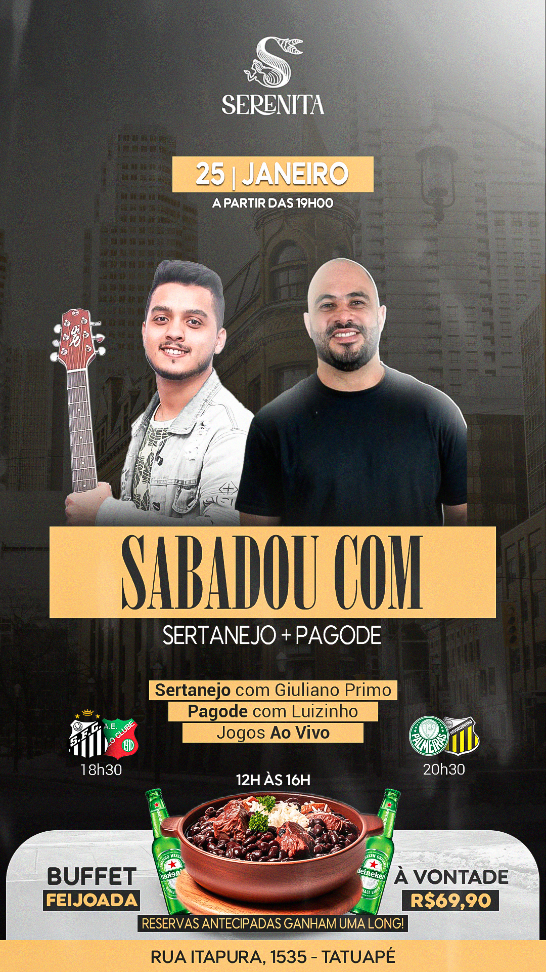 SERENITA – Sertanejo e pagode sábado 25 Jan